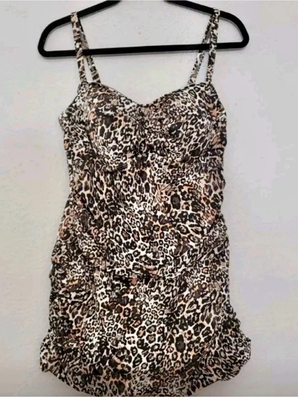 Swimsuits For All Leopard Print Cami Slip Dress - Brown & Black